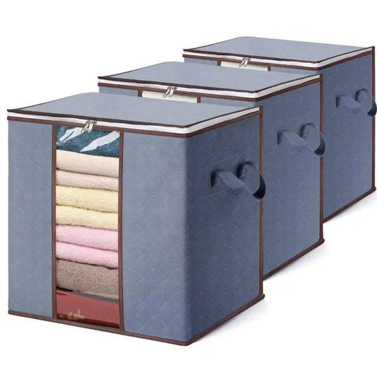 3Pcs Large Fordable Clothes Zipper Bags