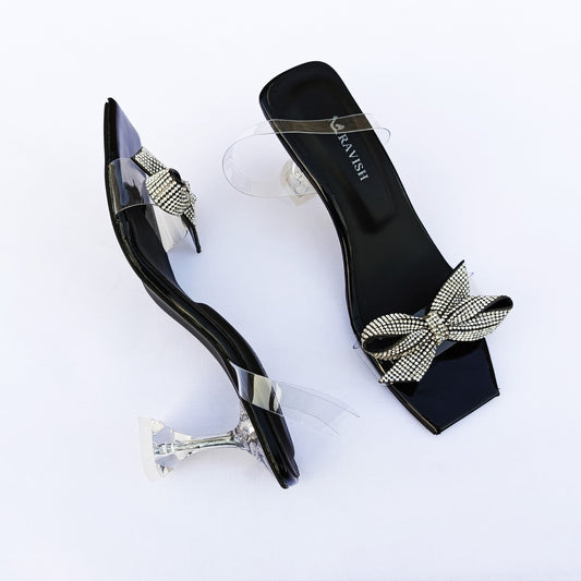 Transparent Heel For Women Elegant Bow Design .