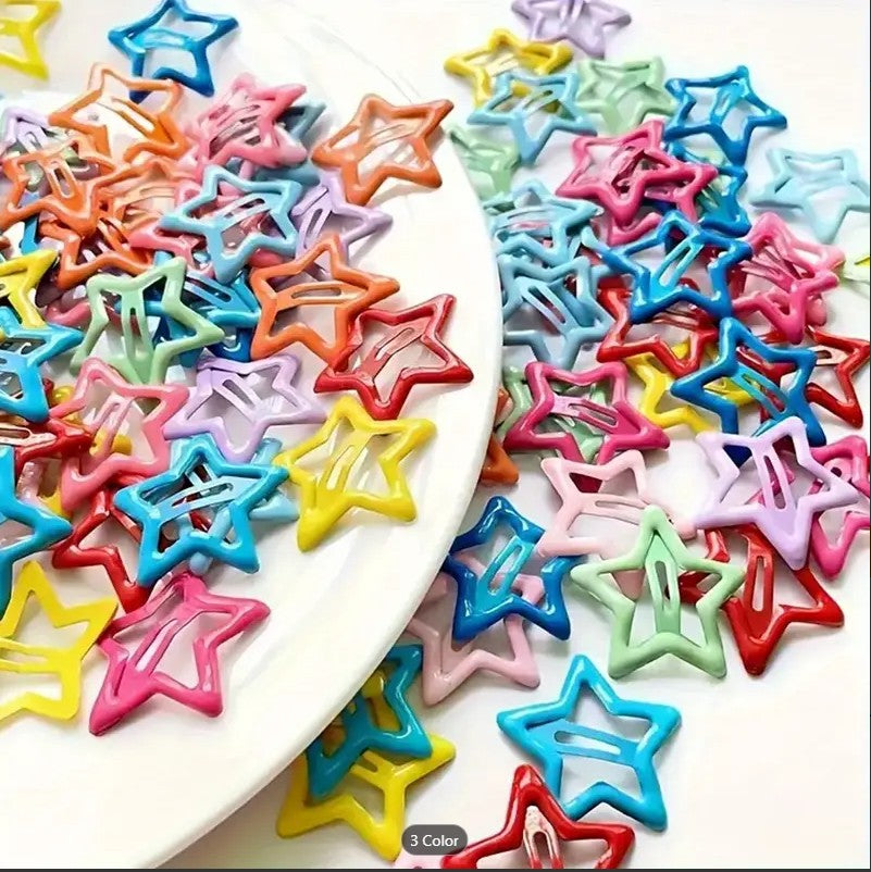 40Pcs Colourful Star Hair Clips For Girls
