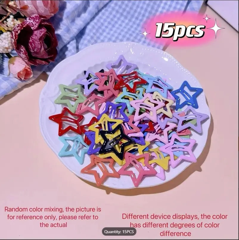 40Pcs Colourful Star Hair Clips For Girls