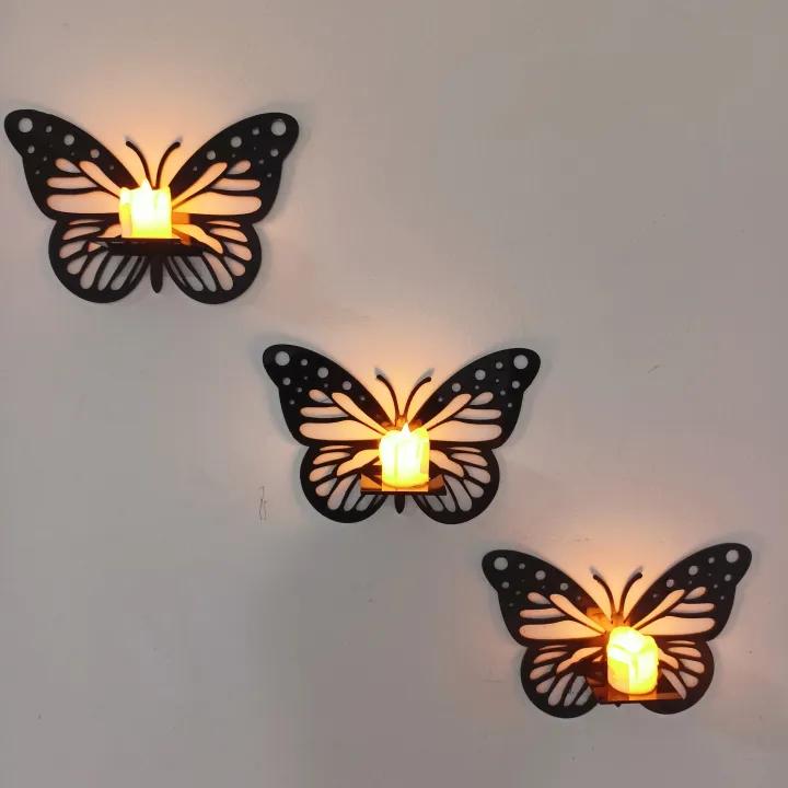Pack Of 3 Decorative Butterfly Candle Stand