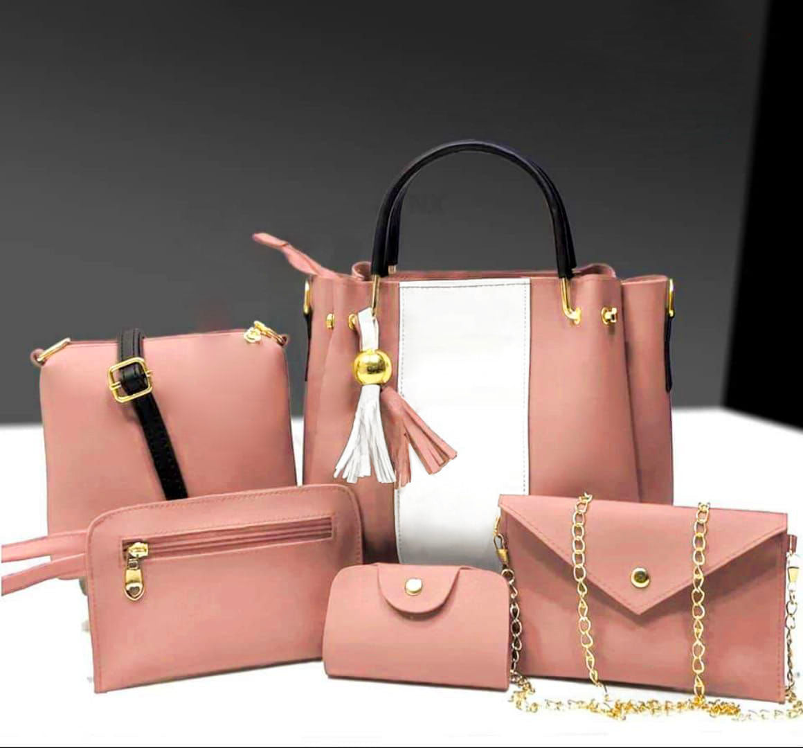Hand bags for girls pack of 5 piece set with long strap