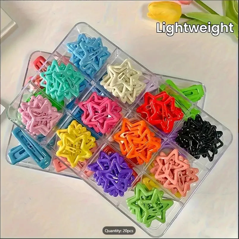 40Pcs Colourful Star Hair Clips For Girls