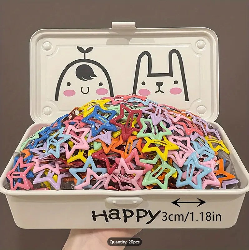 40Pcs Colourful Star Hair Clips For Girls
