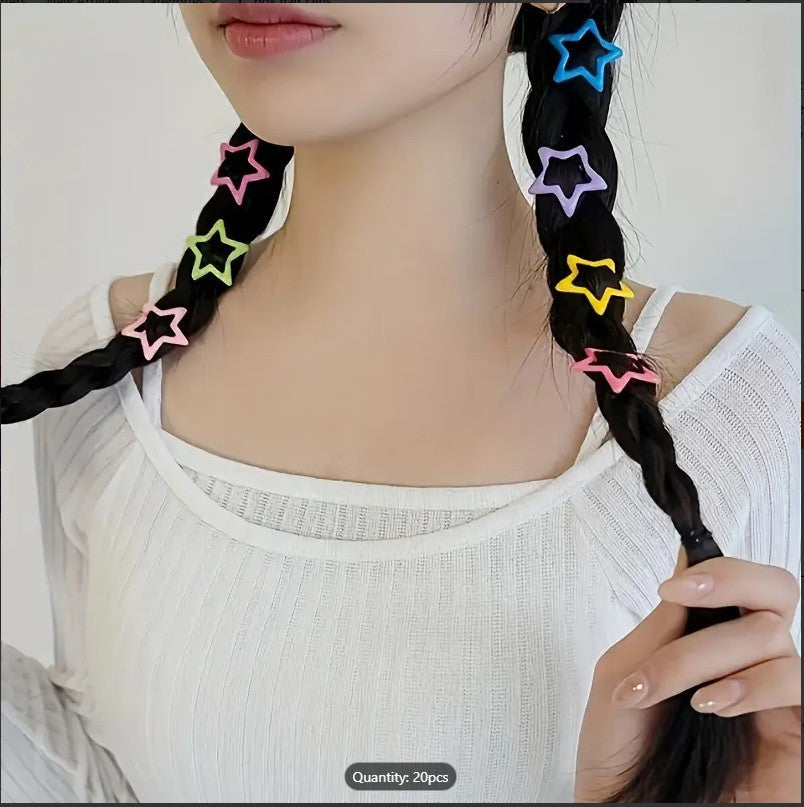 40Pcs Colourful Star Hair Clips For Girls