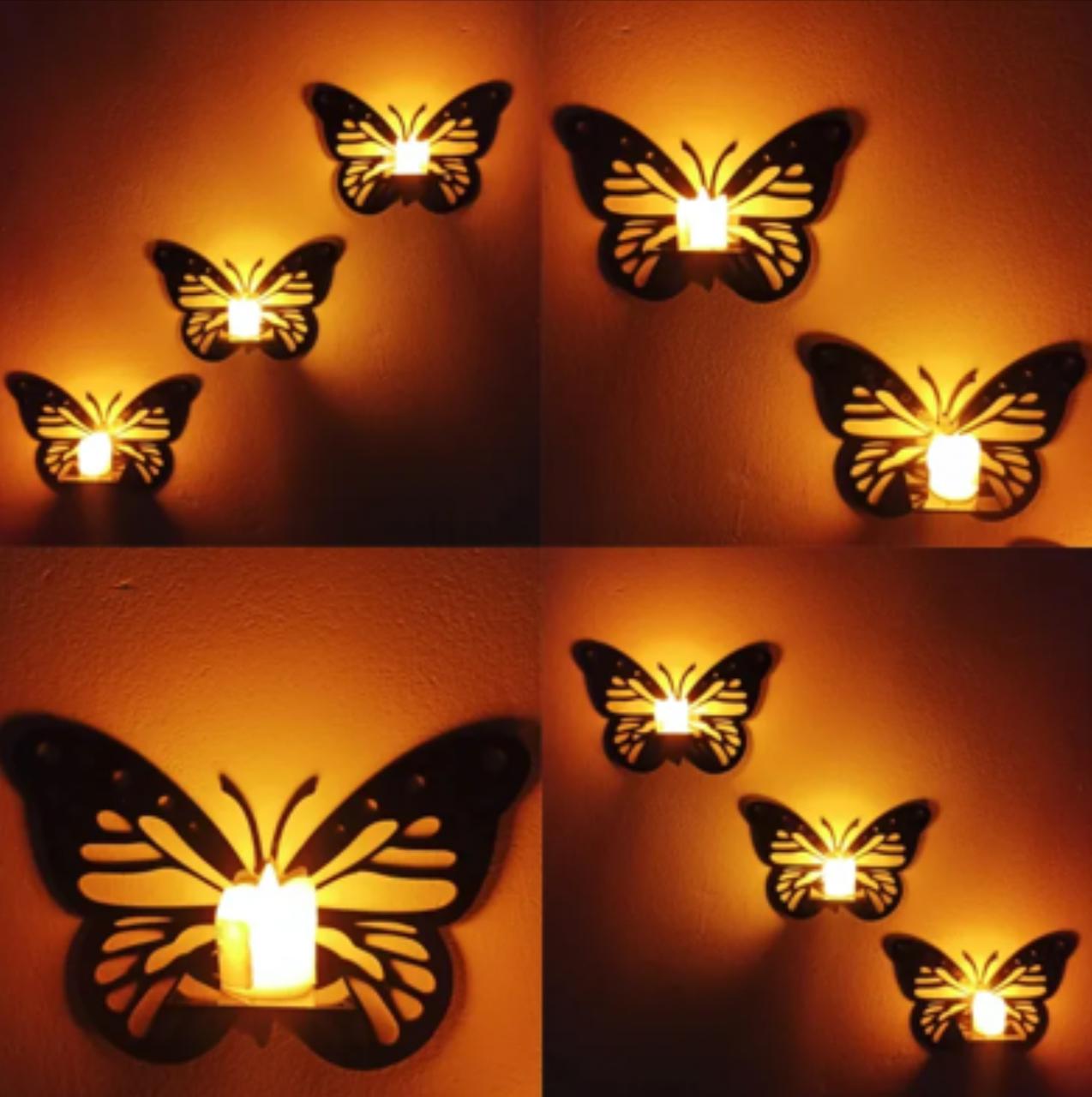 Pack Of 3 Decorative Butterfly Candle Stand