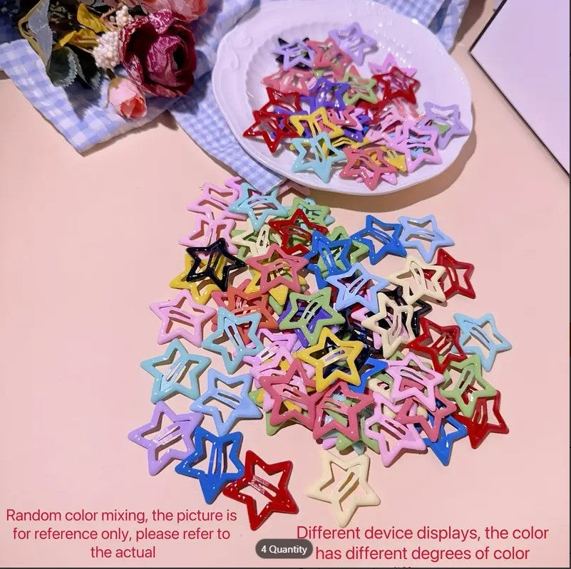 40Pcs Colourful Star Hair Clips For Girls
