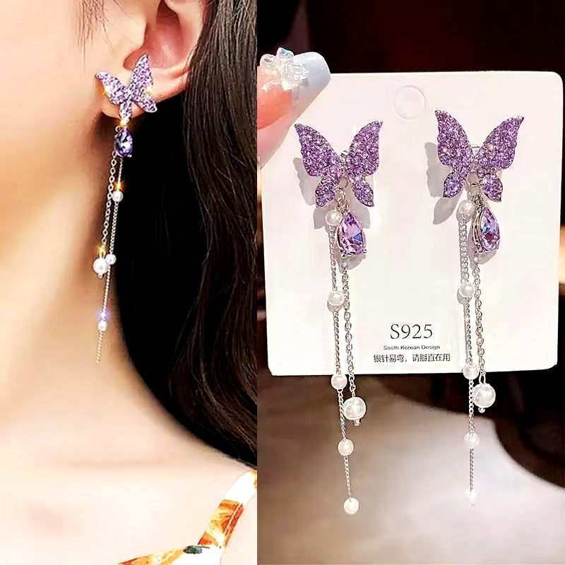 Pearl Tassels Butterfly earrings